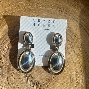 Crazy Horse by Liz Claiborne Silver Oval Drop Earrings